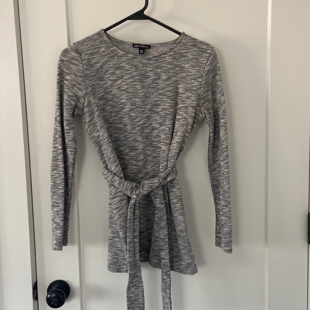 J.Crew Mercantile gray sweater top with belt